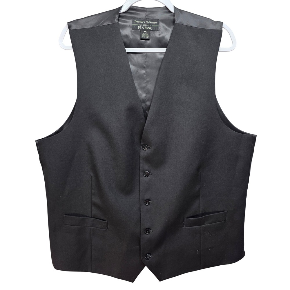 New All Wool Suit Vest Mens XXL Formal Business Black Tailored Fit Lined Wedding